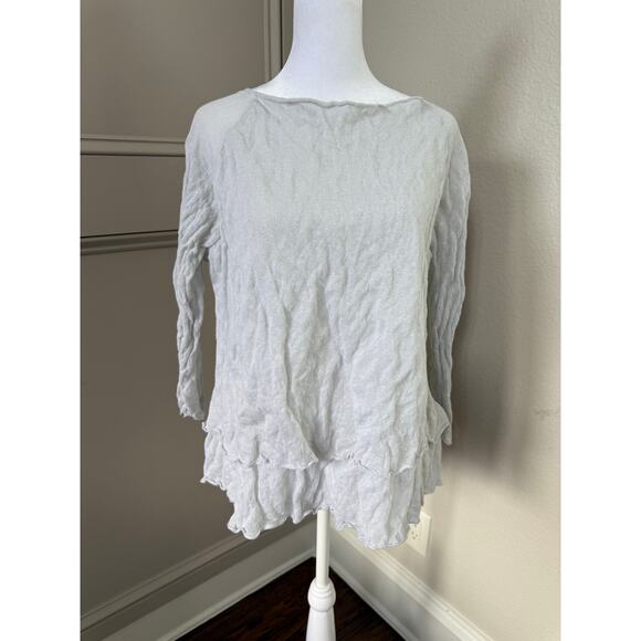 Mj. Watson Gray Pullover Tiered Sweater Sz L 70% Cotton 30% Steel Luxury Knit - Picture 1 of 9